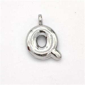 Copper Letter-Q Pendant Platinum Plated, approx 13-17mm [FN44906]