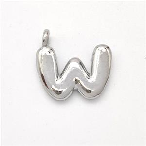 Copper Letter-W Pendant Platinum Plated, approx 13-17mm [FN44912]