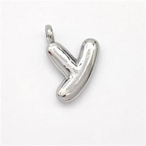 Copper Letter-Y Pendant Platinum Plated, approx 13-17mm [FN44914]