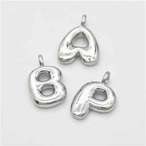 Copper Alphabet Pendant Mix Letters Platinum Plated, approx 13-17mm [FN44916]