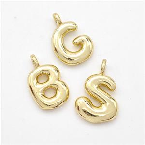 Copper Alphabet Pendant Mix Letters Gold Plated, approx 13-17mm [FN44943]