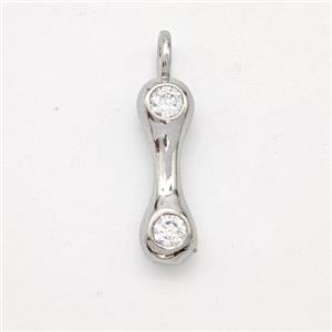Copper Letter-I Pendant Pave Zirconia Platinum Plated, approx 15-18mm [FN44952]