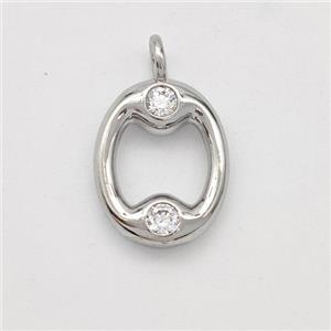 Copper Letter-O Pendant Pave Zirconia Platinum Plated, approx 15-18mm [FN44958]