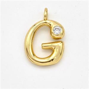 Copper Letter-G Pendant Pave Zirconia Gold Plated, approx 15-18mm [FN44977]