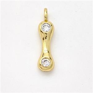 Copper Letter-I Pendant Pave Zirconia Gold Plated, approx 15-18mm [FN44979]