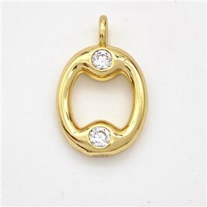 Copper Letter-O Pendant Pave Zirconia Gold Plated, approx 15-18mm [FN44985]