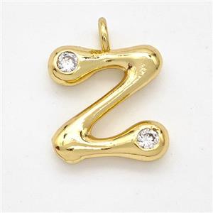 Copper Letter-Z Pendant Pave Zirconia Gold Plated, approx 15-18mm [FN44996]