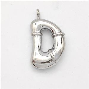 Copper Letter-D Pendant Platinum Plated, approx 16-20mm [FN45001]