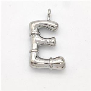 Copper Letter-E Pendant Platinum Plated, approx 16-20mm [FN45002]