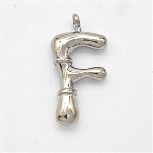 Copper Letter-F Pendant Platinum Plated, approx 16-20mm [FN45003]