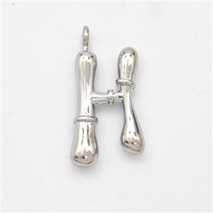 Copper Letter-H Pendant Platinum Plated, approx 16-20mm [FN45005]