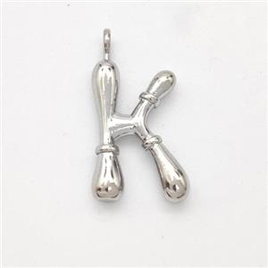 Copper Letter-K Pendant Platinum Plated, approx 16-20mm [FN45008]