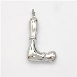 Copper Letter-L Pendant Platinum Plated, approx 16-20mm [FN45009]
