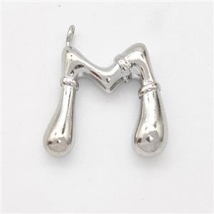 Copper Letter-M Pendant Platinum Plated, approx 16-20mm [FN45010]