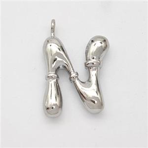 Copper Letter-N Pendant Platinum Plated, approx 16-20mm [FN45011]
