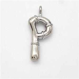 Copper Letter-P Pendant Platinum Plated, approx 16-20mm [FN45013]