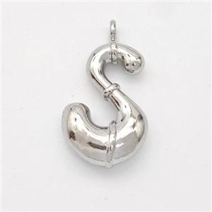 Copper Letter-S Pendant Platinum Plated, approx 16-20mm [FN45016]
