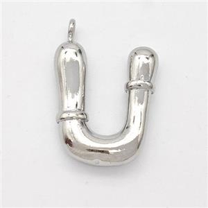 Copper Letter-U Pendant Platinum Plated, approx 16-20mm [FN45018]
