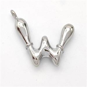 Copper Letter-W Pendant Platinum Plated, approx 16-20mm [FN45020]