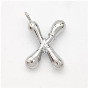 Copper Letter-X Pendant Platinum Plated, approx 16-20mm [FN45021]