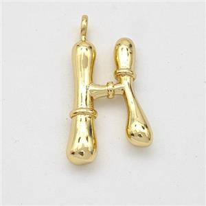 Copper Letter-H Pendant Gold Plated, approx 16-20mm [FN45032]