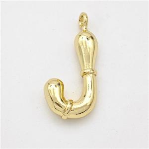 Copper Letter-J Pendant Gold Plated, approx 16-20mm [FN45034]