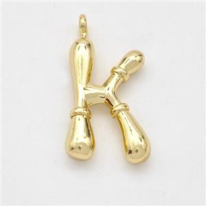 Copper Letter-K Pendant Gold Plated, approx 16-20mm [FN45035]
