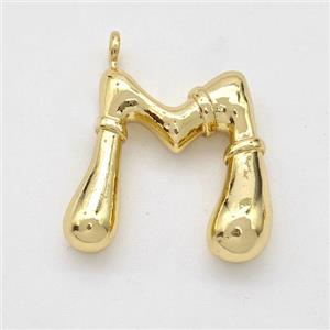 Copper Letter-M Pendant Gold Plated, approx 16-20mm [FN45037]