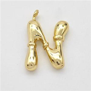 Copper Letter-N Pendant Gold Plated, approx 16-20mm [FN45038]