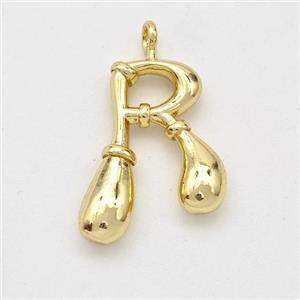Copper Letter-R Pendant Gold Plated, approx 16-20mm [FN45042]