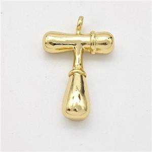Copper Letter-T Pendant Gold Plated, approx 16-20mm [FN45044]