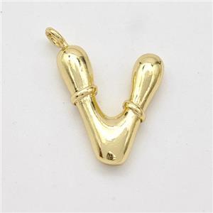 Copper Letter-V Pendant Gold Plated, approx 16-20mm [FN45046]