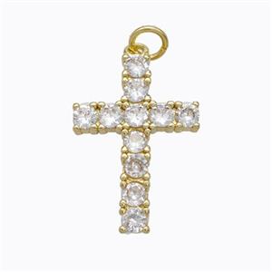Copper Cross Pendant Pave Zirconia Gold Plated, approx 15-21mm [FN45219]