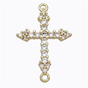 Copper Cross Connector Pave Zirconia Gold Plated, approx 17-21mm [FN45222]