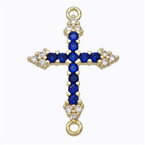 Copper Cross Connector Pave Zirconia Gold Plated, approx 17-21mm [FN45223]