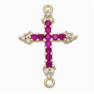 Copper Cross Connector Pave Zirconia Gold Plated, approx 17-21mm [FN45224]