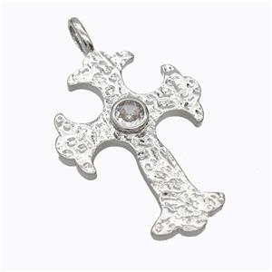 Copper Cross Pendant Pave Zirconia Platinum Plated, approx 25-34mm [FN45227]
