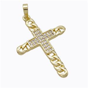 Copper Cross Pendant Pave Zirconia Gold Plated, approx 25-33mm [FN45231]