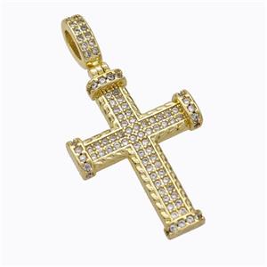 Copper Cross Pendant Pave Zirconia Gold Plated, approx 20-38mm [FN45235]