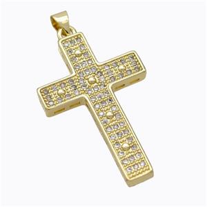 Copper Cross Pendant Pave Zirconia Gold Plated, approx 22-34mm [FN45237]