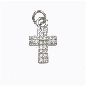 Copper Cross Pendant Pave Zirconia Platinum Plated, approx 9-12mm [FN45270]