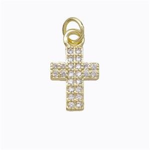 Copper Cross Pendant Pave Zirconia Gold Plated, approx 9-12mm [FN45271]