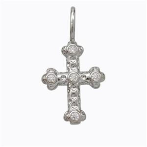 Copper Cross Pendant Pave Zirconia Platinum Plated, approx 14-18mm [FN45272]