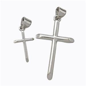 Copper Cross Pendant Platinium Plated, approx 10-15mm [FN45274-S]