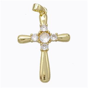 Copper Cross Pendant Pave Zirconia Gold Plated, approx 23-30mm [FN45279]