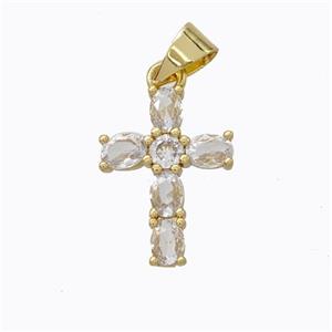 Copper Cross Pendant Micropave Zirconia Gold Plated, approx 11-15mm [FN45286]