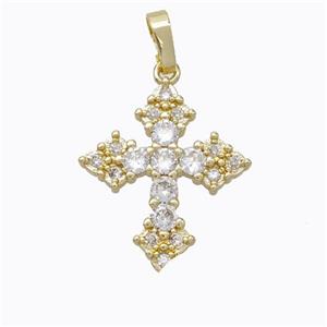 Copper Cross Pendant Micropave Zirconia Gold Plated, approx 18-22mm [FN45288]