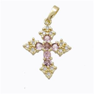Copper Cross Pendant Micropave Zirconia Gold Plated, approx 18-22mm [FN45289]