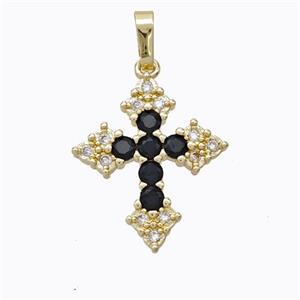 Copper Cross Pendant Micropave Zirconia Gold Plated, approx 18-22mm [FN45290]
