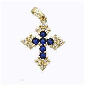 Copper Cross Pendant Micropave Zirconia Gold Plated, approx 18-22mm [FN45291]
